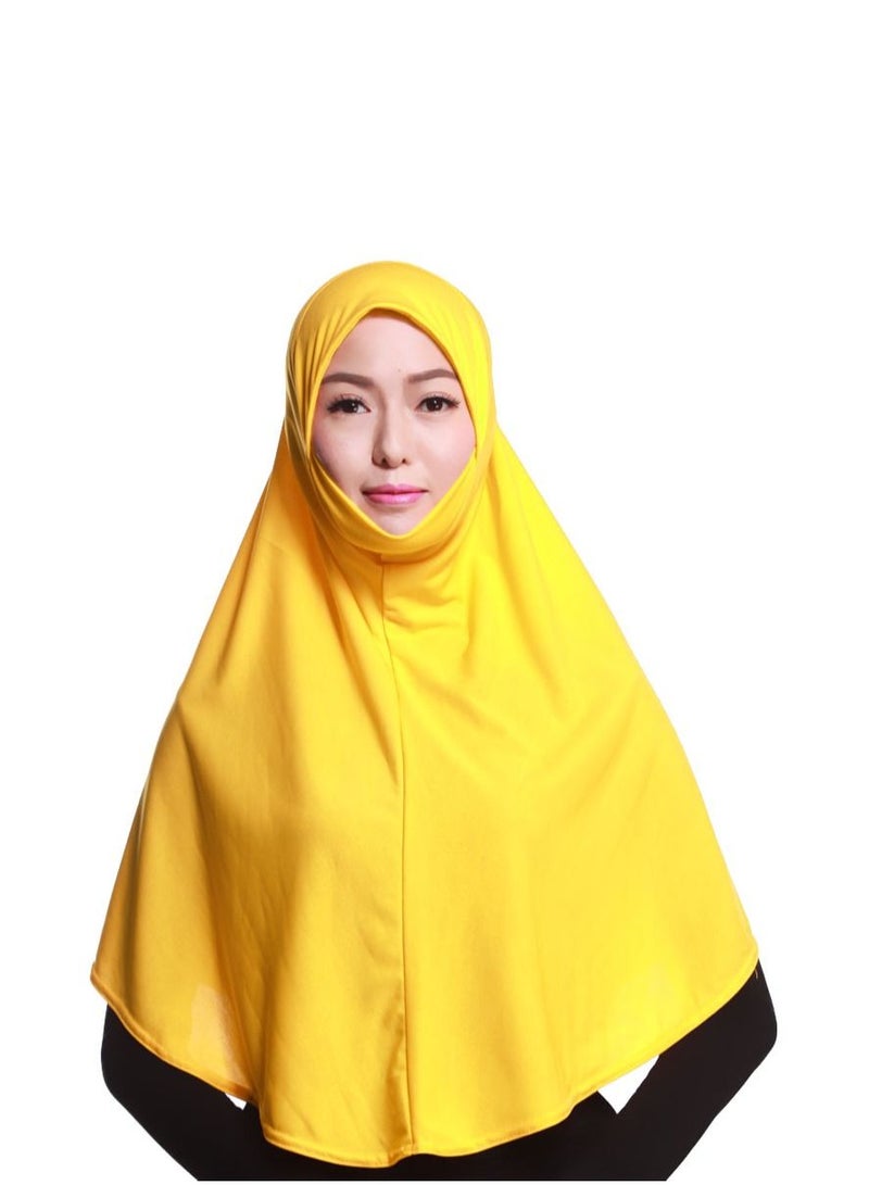 Women's Solid Color Long Hijab Casual Raglan Sleeve Shawl With Hijab Gold