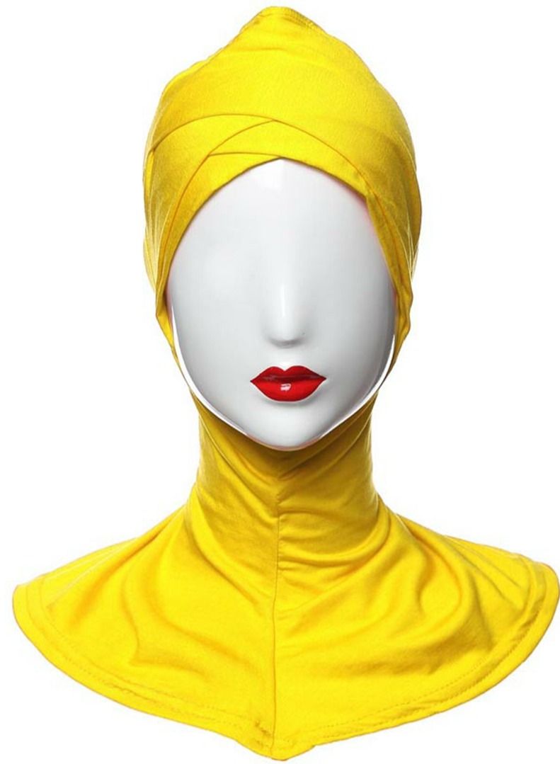 Muslim Women's Traditional Solid Color Modal Hijab Inner Cap Yellow