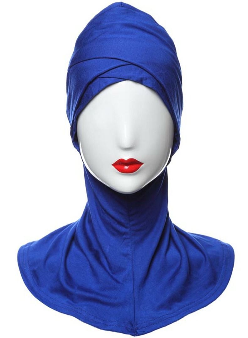 Muslim Women's Traditional Solid Color Modal Hijab Inner Cap Dark Blue