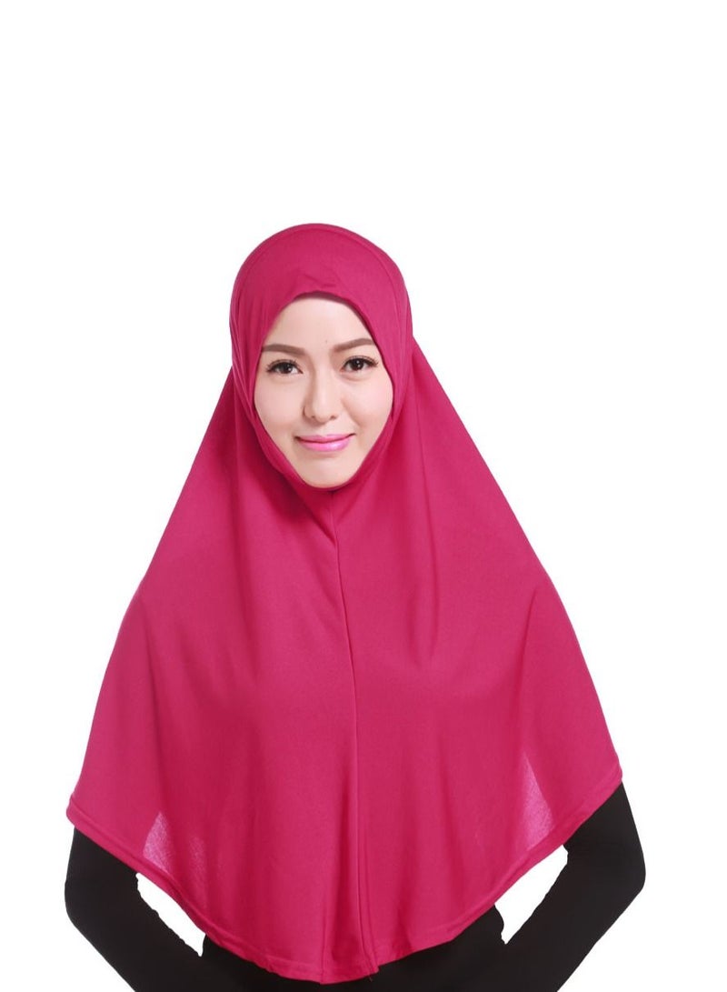 Women's Solid Color Long Hijab Casual Raglan Sleeve Shawl With Hijab Rose Pink