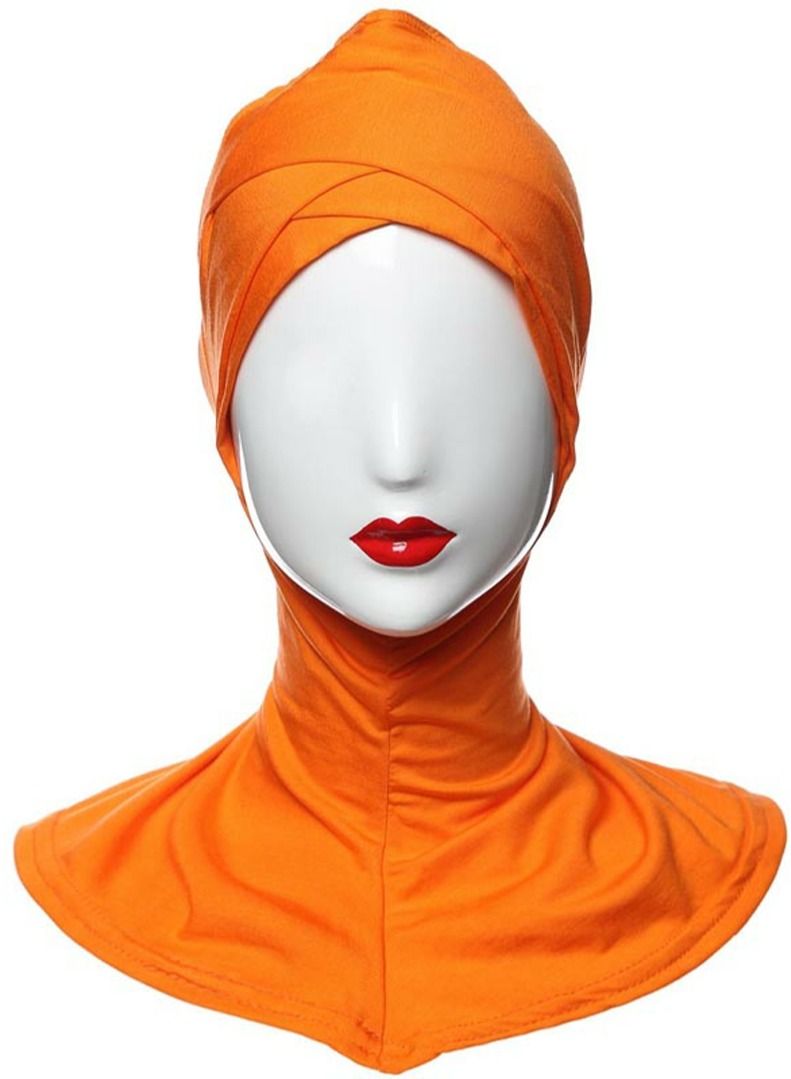 Muslim Women's Traditional Solid Color Modal Hijab Inner Cap Orange