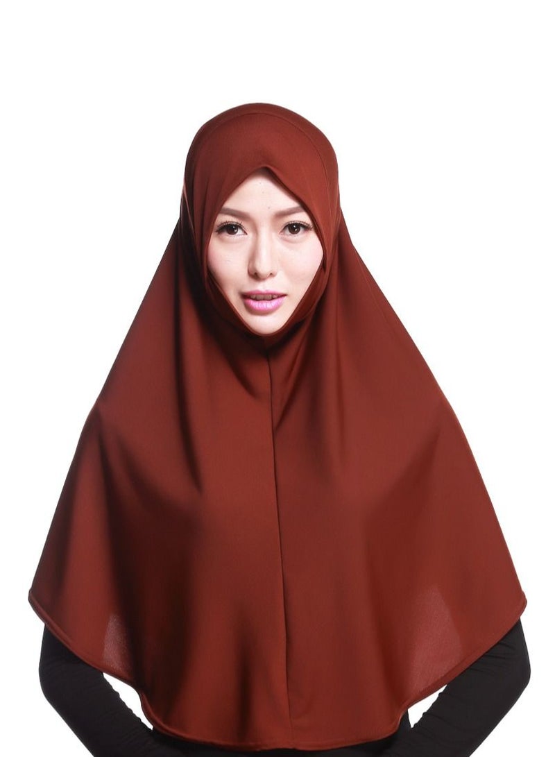 Women's Solid Color Long Hijab Casual Raglan Sleeve Shawl With Hijab Dark Brown