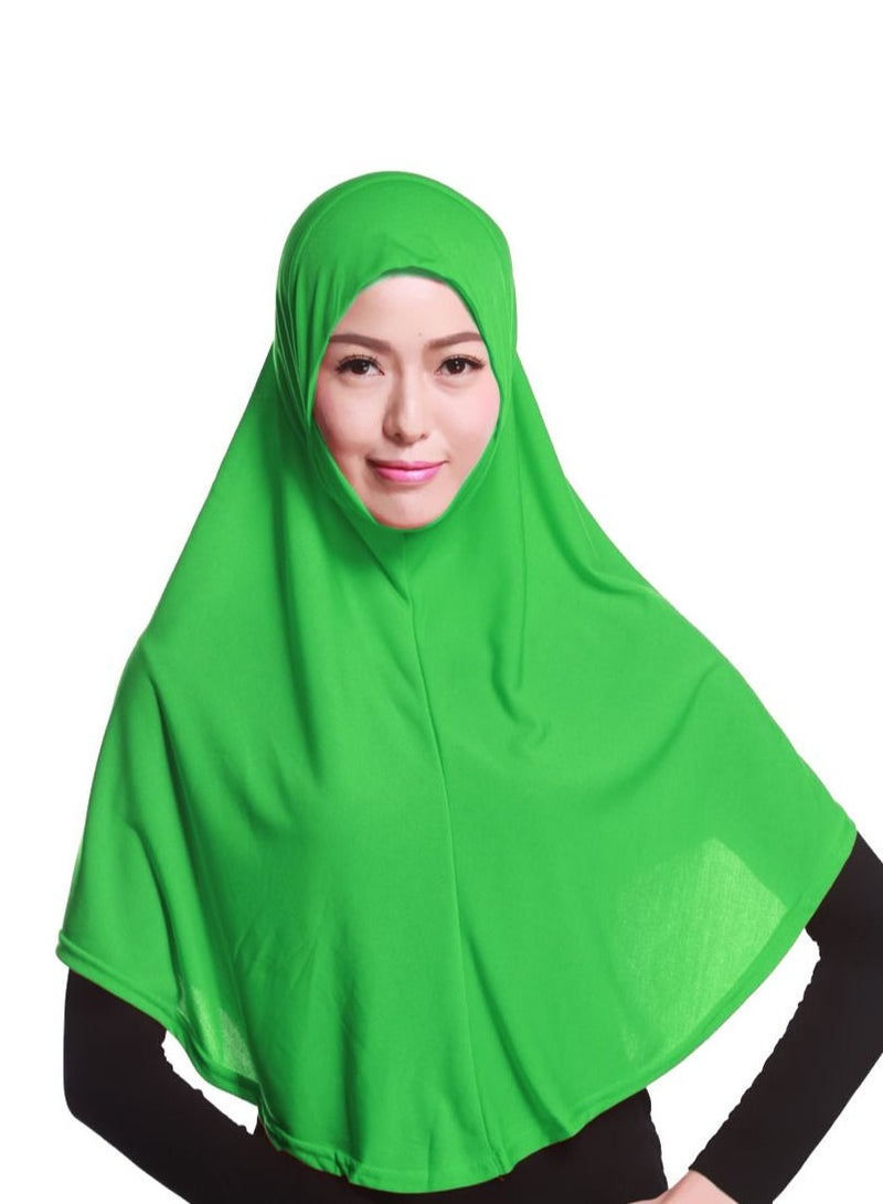 Women's Solid Color Long Hijab Casual Raglan Sleeve Shawl With Hijab Green