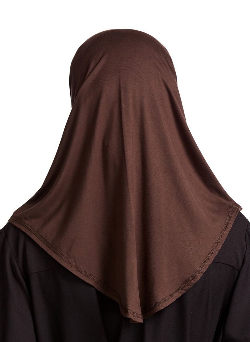 Women's Modal Stretch Long Scarf Solid Color Hijab Inner Cap Dark Brown