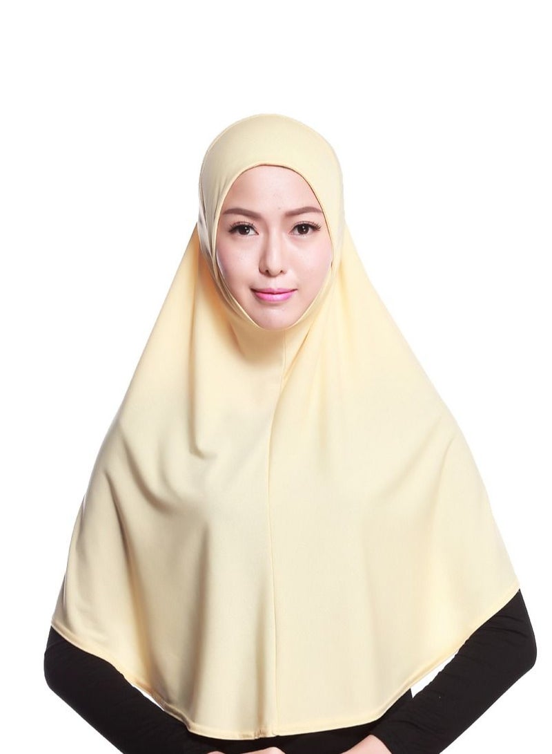 Women's Solid Color Long Hijab Casual Raglan Sleeve Shawl With Hijab Beige