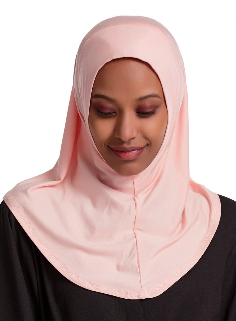 Women's Modal Stretch Long Scarf Solid Color Hijab Inner Cap Pink