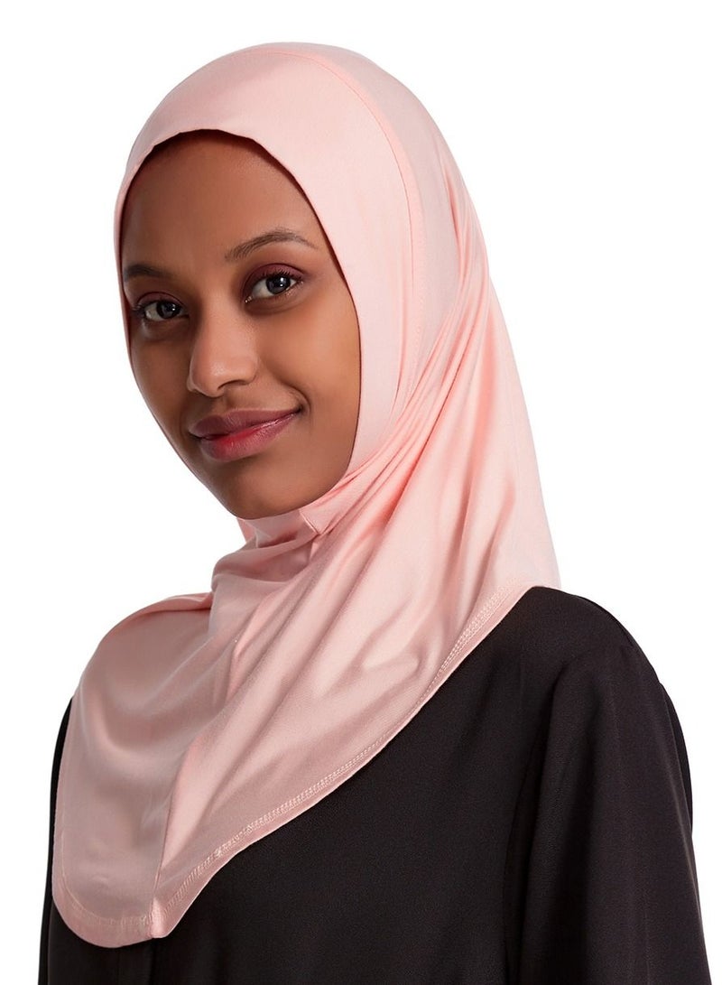 Women's Modal Stretch Long Scarf Solid Color Hijab Inner Cap Pink