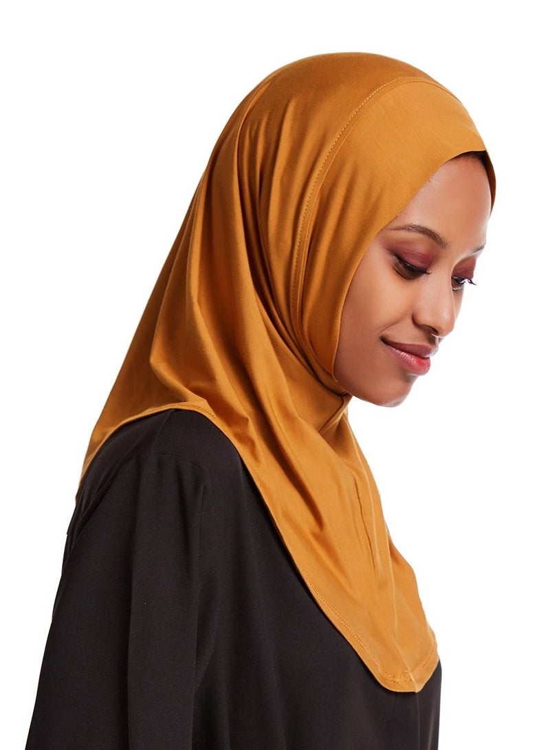 Women's Modal Stretch Long Scarf Solid Color Hijab Inner Cap Camel