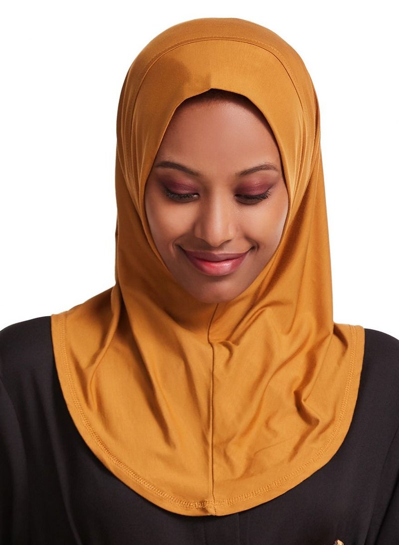 Women's Modal Stretch Long Scarf Solid Color Hijab Inner Cap Camel