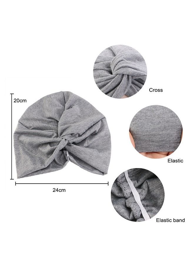 4PCS Women's Stretchy Turban Cap, Chemotherapy Cap, Women's Turbans, Women's Hijab, Twist Cross Cap for Women(Blue, Dark Blue, Camel, Grey)