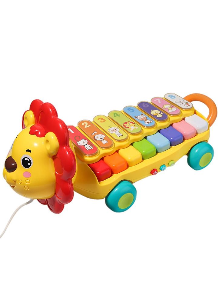 Musical Pull-Along Lion Xylophone for Toddlers – Fun Early Learning Toy with Animal Sounds, Numbers & Colors – Develops Hand-Eye Coordination & Musical Skills