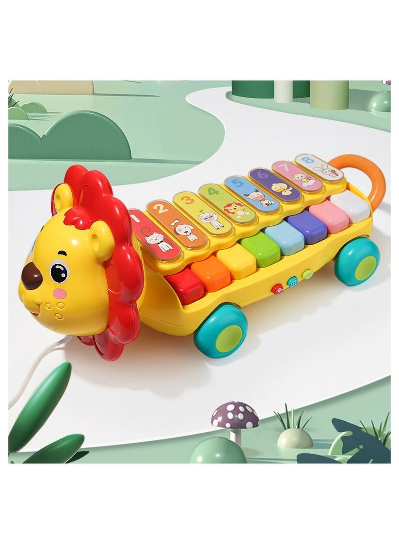Musical Pull-Along Lion Xylophone for Toddlers – Fun Early Learning Toy with Animal Sounds, Numbers & Colors – Develops Hand-Eye Coordination & Musical Skills