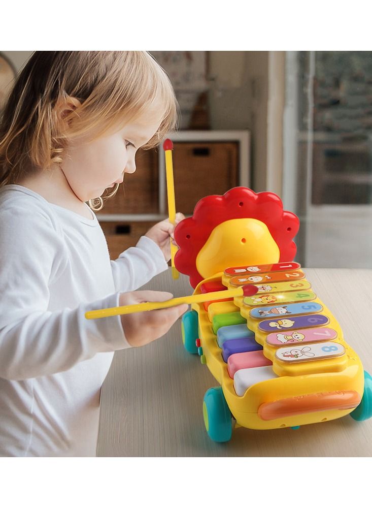 Musical Pull-Along Lion Xylophone for Toddlers – Fun Early Learning Toy with Animal Sounds, Numbers & Colors – Develops Hand-Eye Coordination & Musical Skills