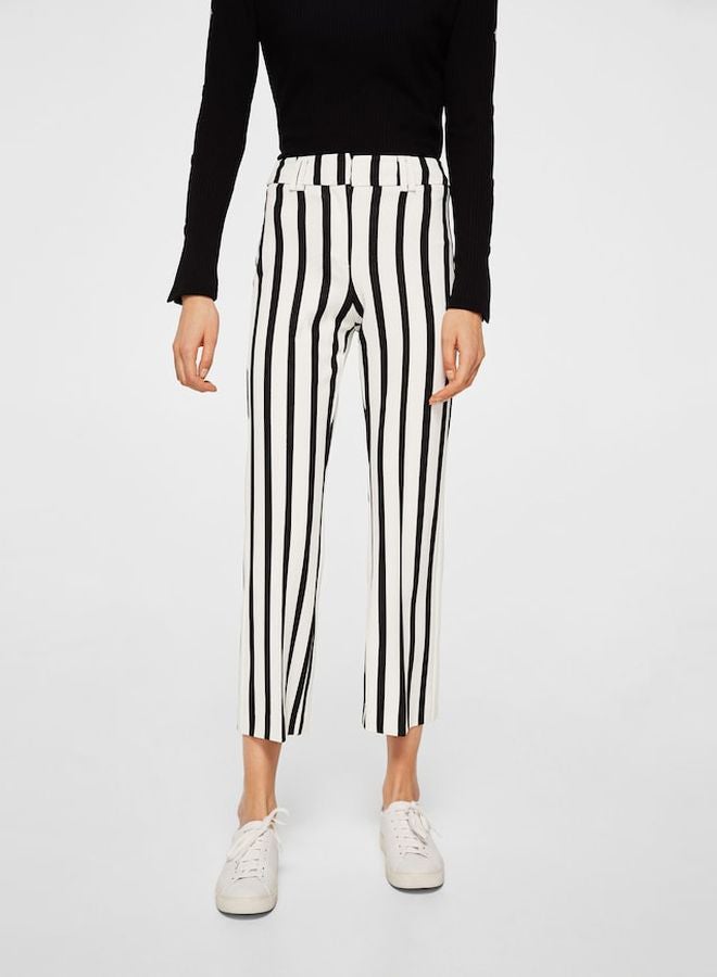 Straight Striped Trousers White/Black