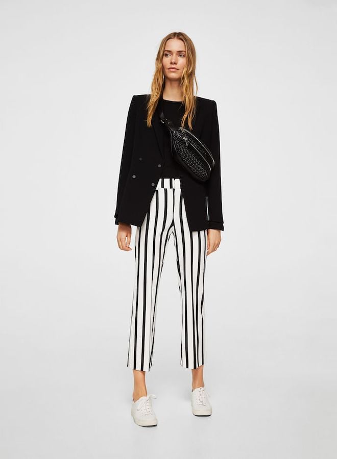 Straight Striped Trousers White/Black