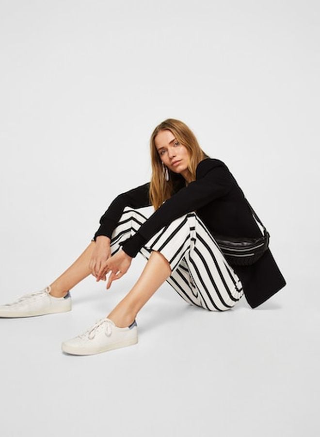 Straight Striped Trousers White/Black