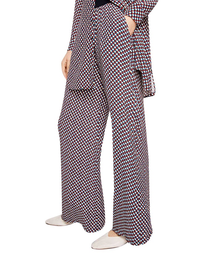 Geo Print Wide Leg Trousers Multicolour