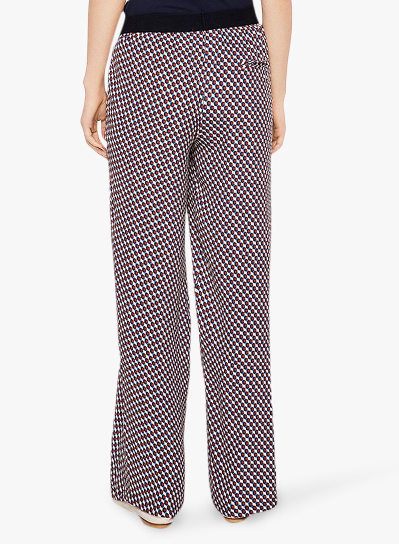 Geo Print Wide Leg Trousers Multicolour