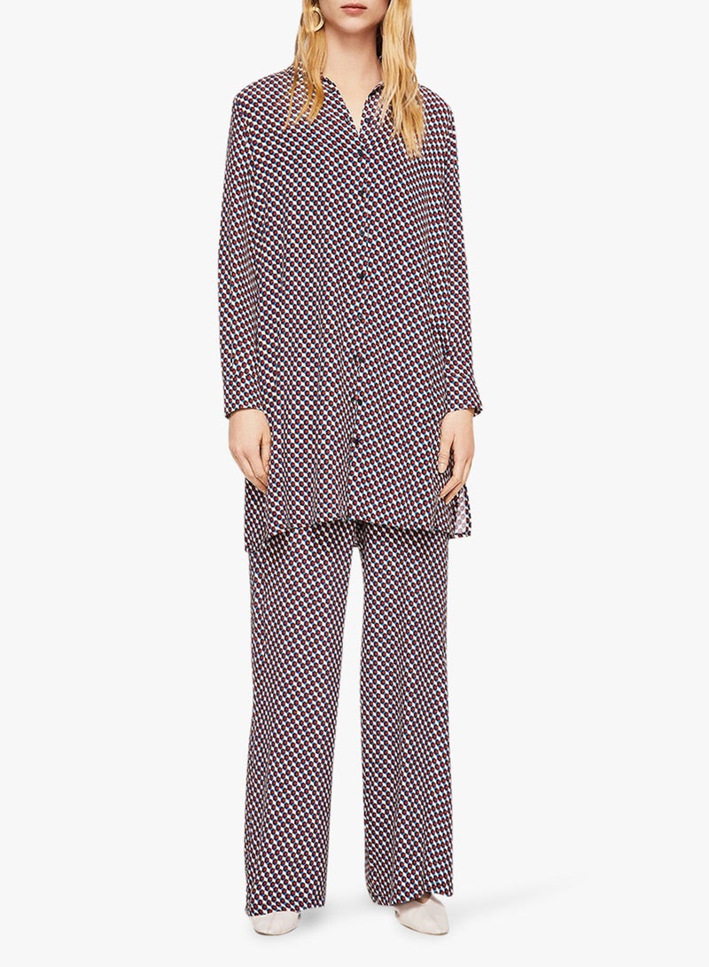 Geo Print Wide Leg Trousers Multicolour