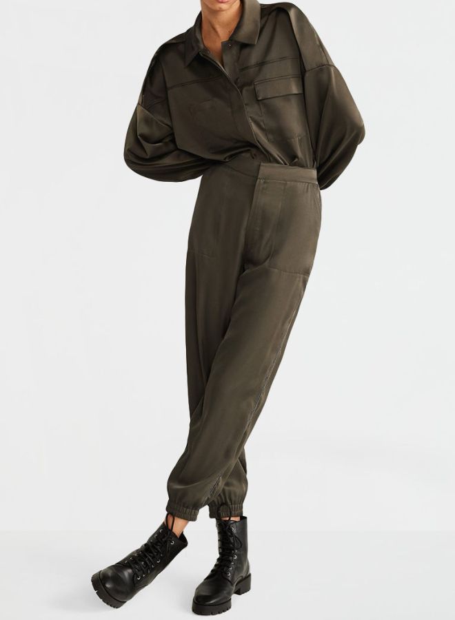 Applique Detail Pants Olive