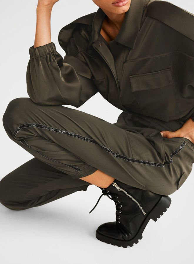 Applique Detail Pants Olive