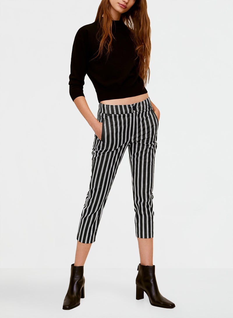 Striped Slim Fit Pants Black/White
