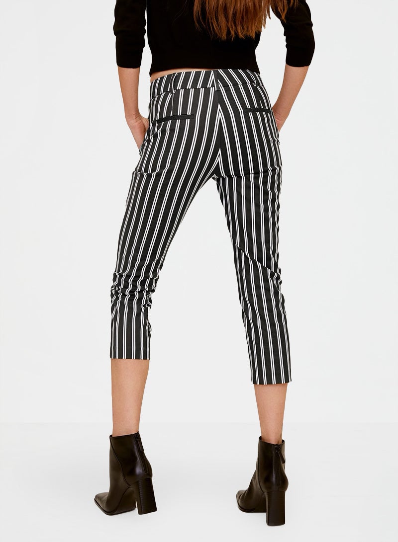 Striped Slim Fit Pants Black/White