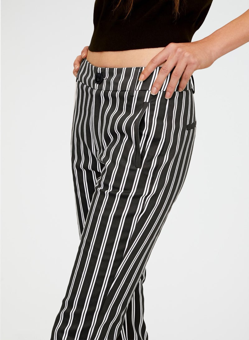 Striped Slim Fit Pants Black/White