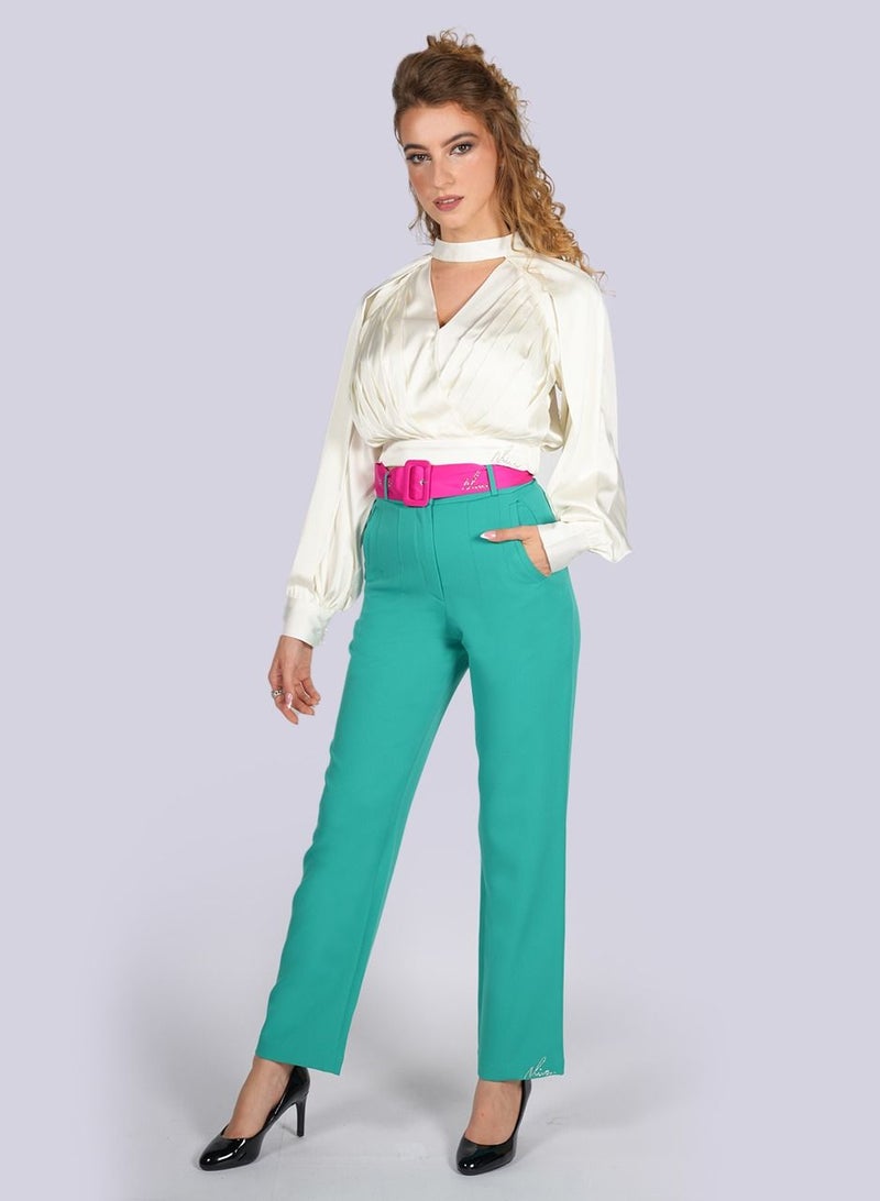 Plumeria - Pin Tucks Narrow Hem Pants