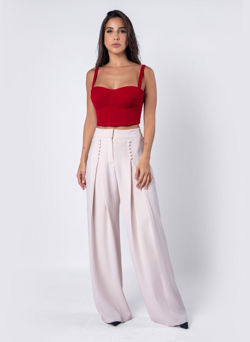 Front Button Pleated Pants