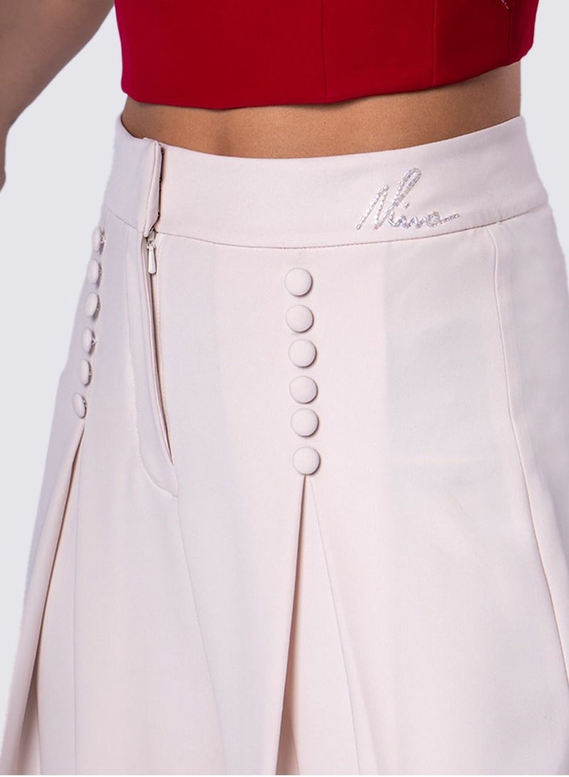 Front Button Pleated Pants