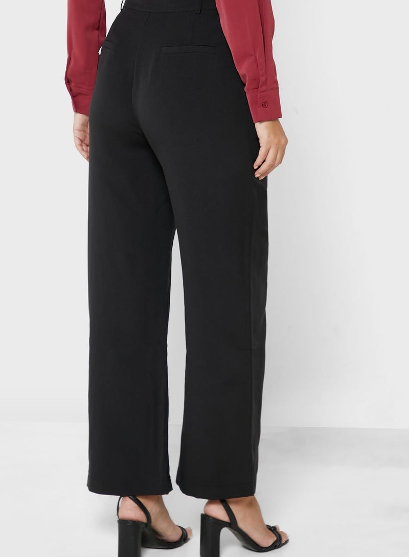 Pleat Detail Straight Pants