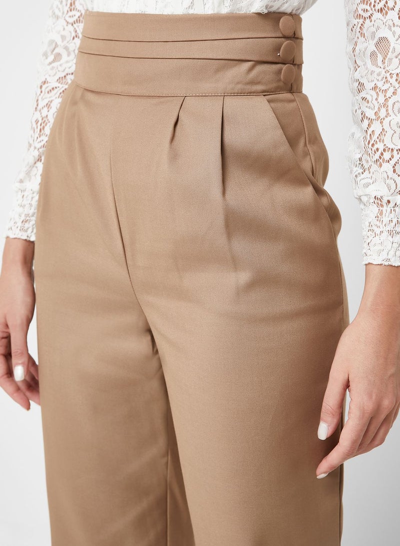 Pleat Detail Straight Pants