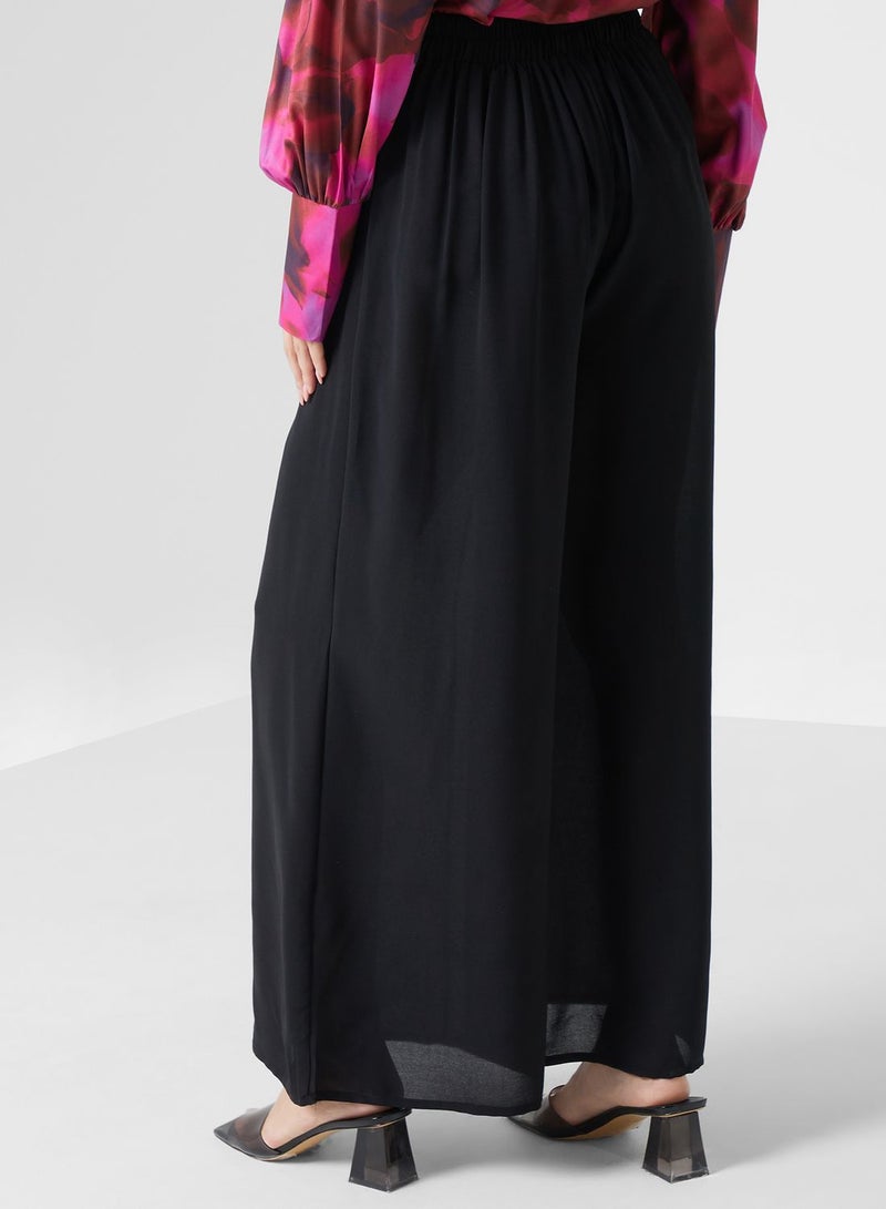 Wide Leg Pants With Front Pleat