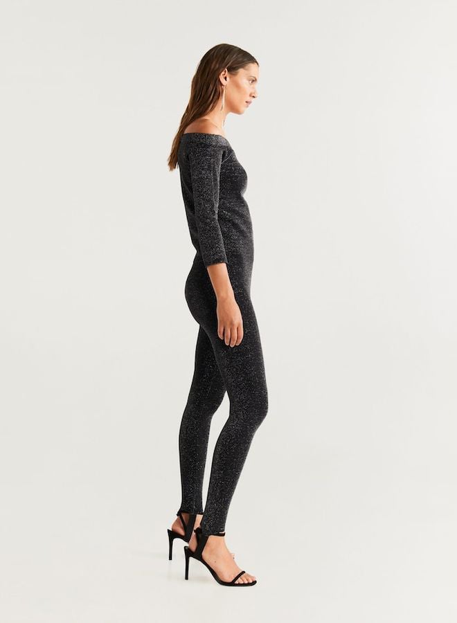 Metal Thread Leggings Black