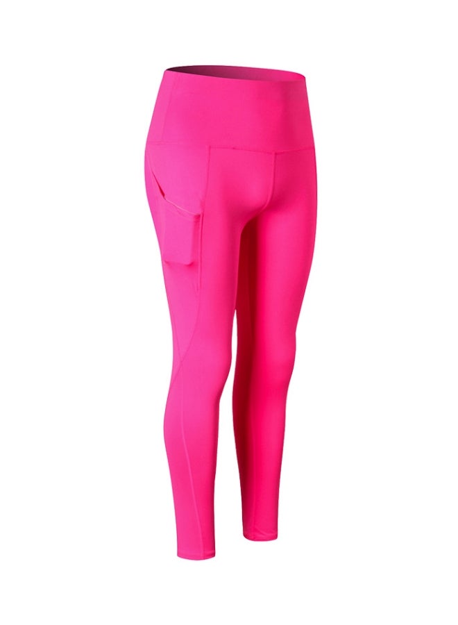 Solid Pocket Detailed Leggings Rose