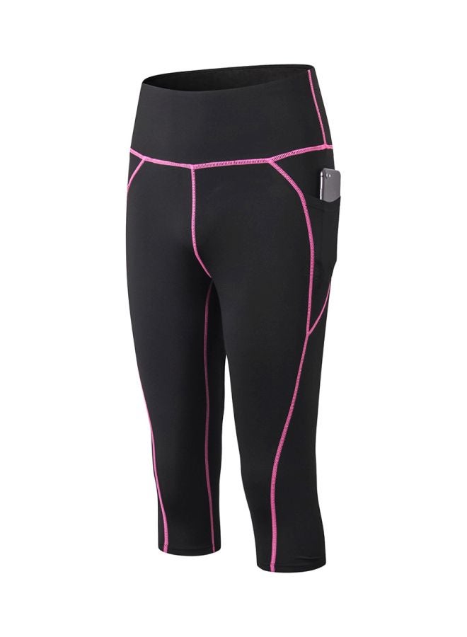 Pocket Detailed Bodycon Yoga Leggings Black/Rose