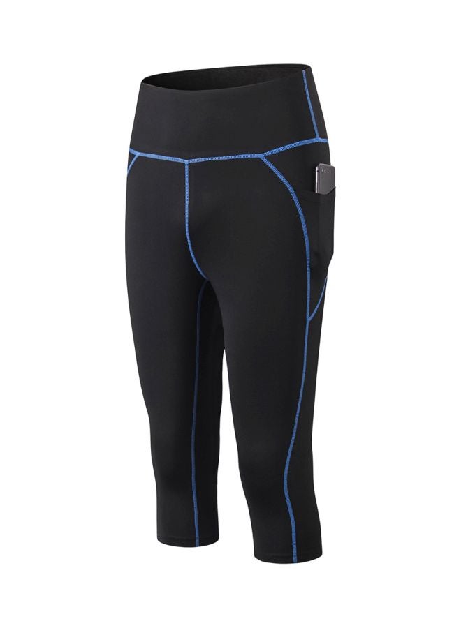 Pocket Detailed Bodycon Yoga Leggings Black/Blue
