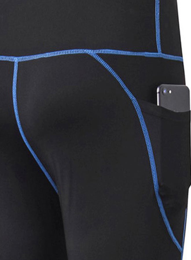 Pocket Detailed Bodycon Yoga Leggings Black/Blue