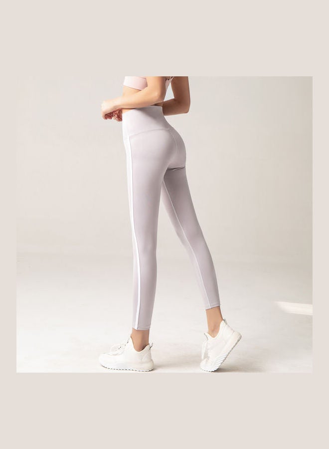 High Waist Sports Leggings Grey/White