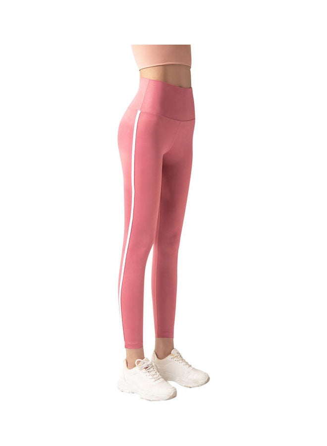 High Waist Sports Leggings Pink/White