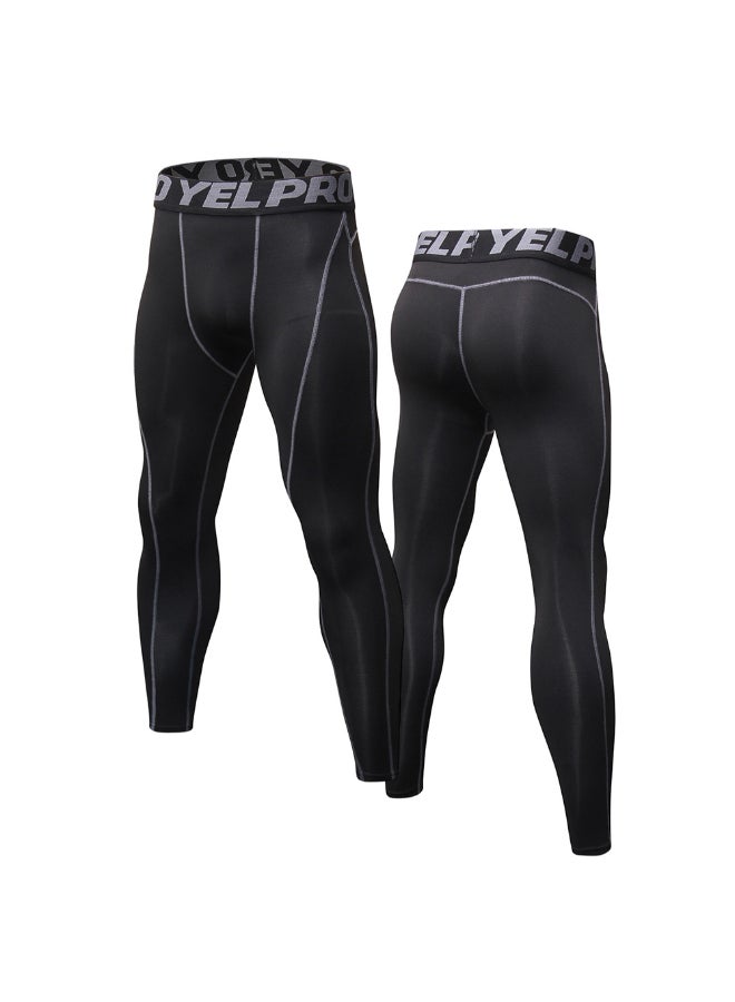 2-Piece Quick Dry Compression Sports Leggings Set Black/Burgundy