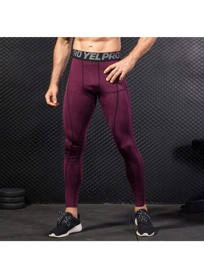 2-Piece Quick Dry Compression Sports Leggings Set Black/Burgundy