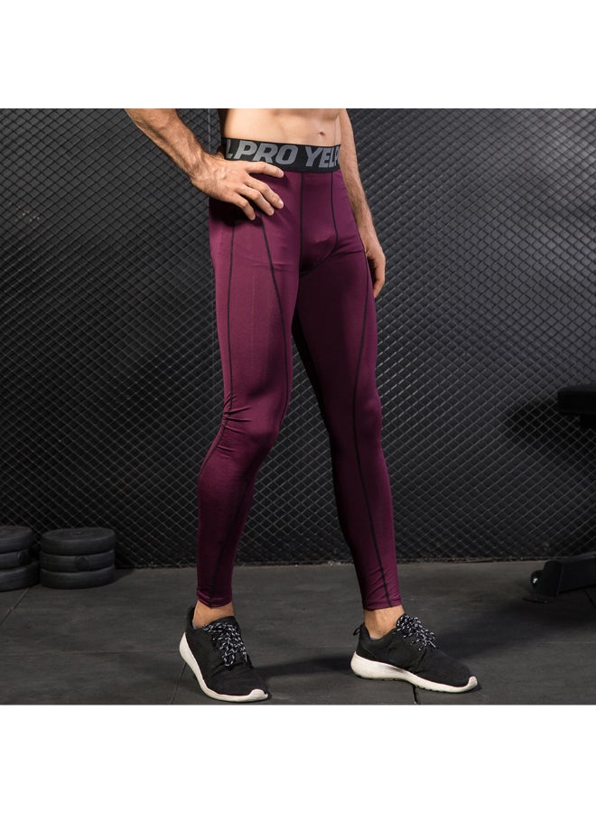 2-Piece Quick Dry Compression Sports Leggings Set Black/Burgundy