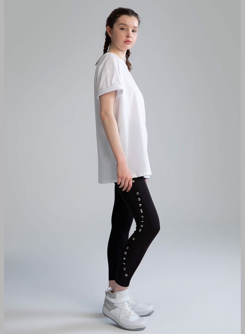 Fitted Slogan Print Leggings