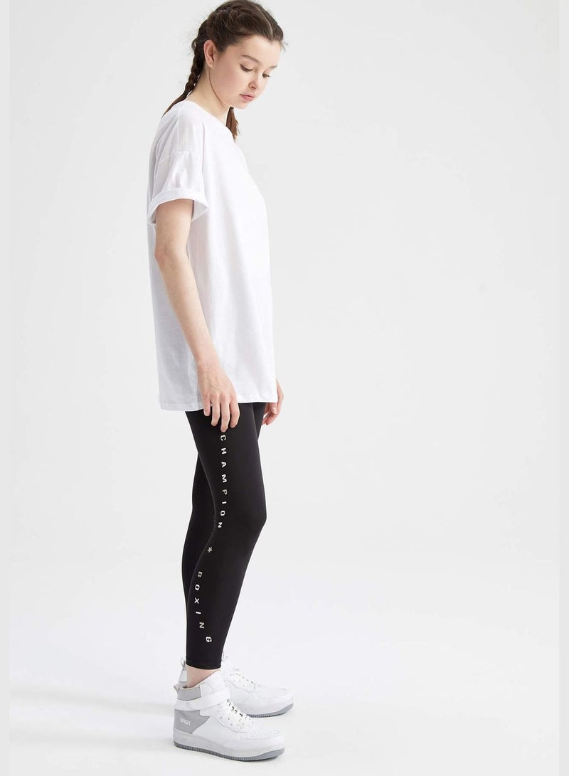 Fitted Slogan Print Leggings