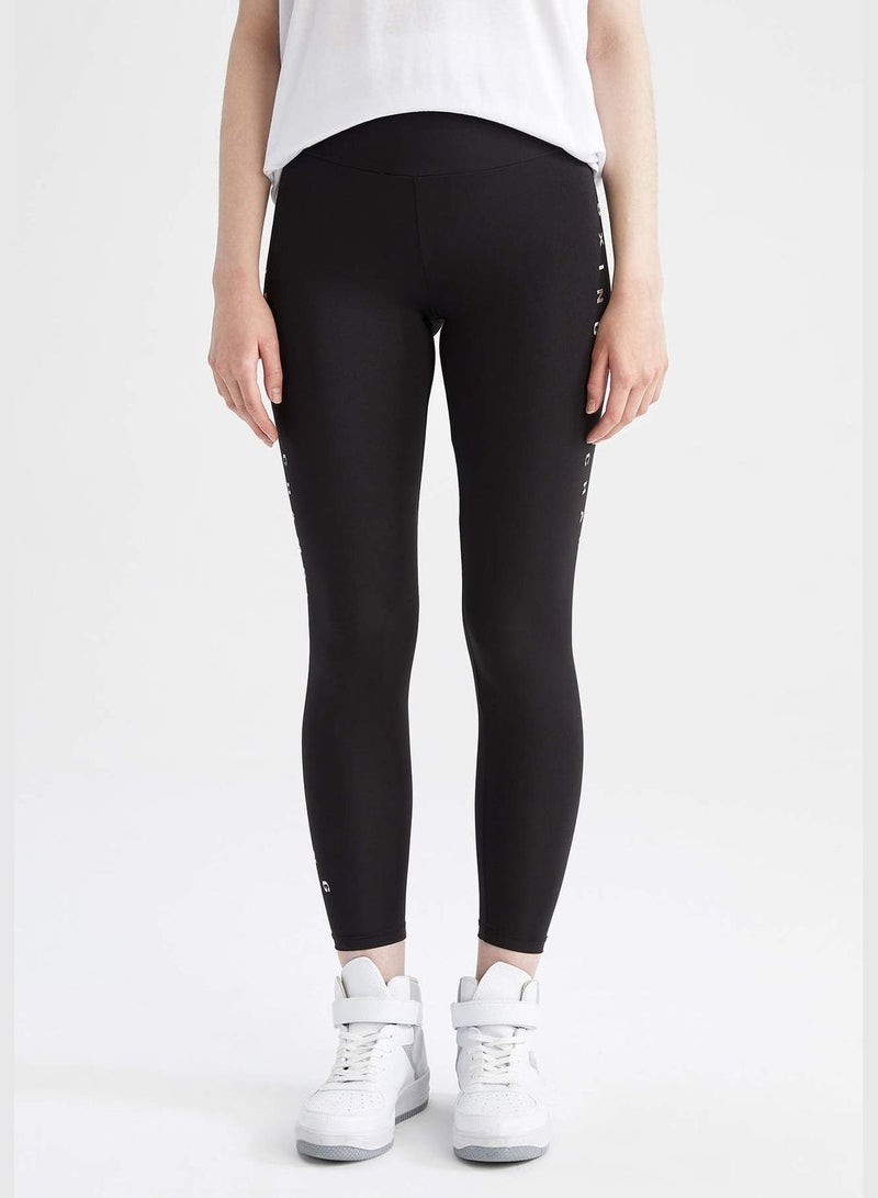 Fitted Slogan Print Leggings