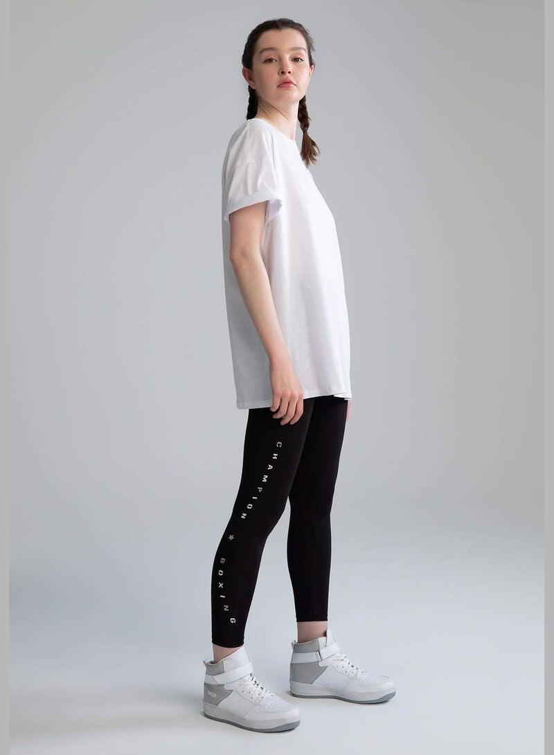 Fitted Slogan Print Leggings
