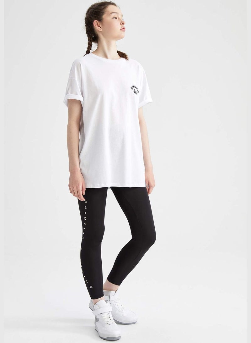 Fitted Slogan Print Leggings