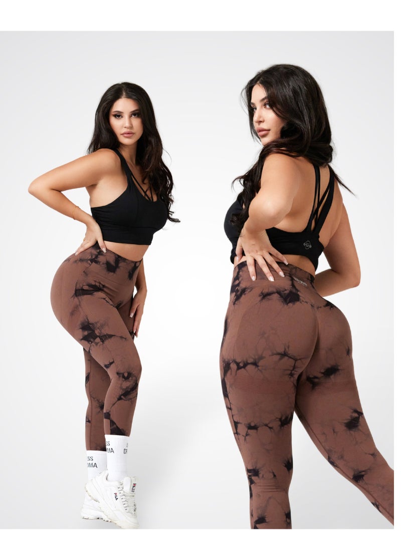 High Waist Marble Leggings for Women | Curve-Hugging Workout Yoga Pants | Tummy Control Compression | Anti-Cellulite Athleisure Leggings for Fitness and Gym